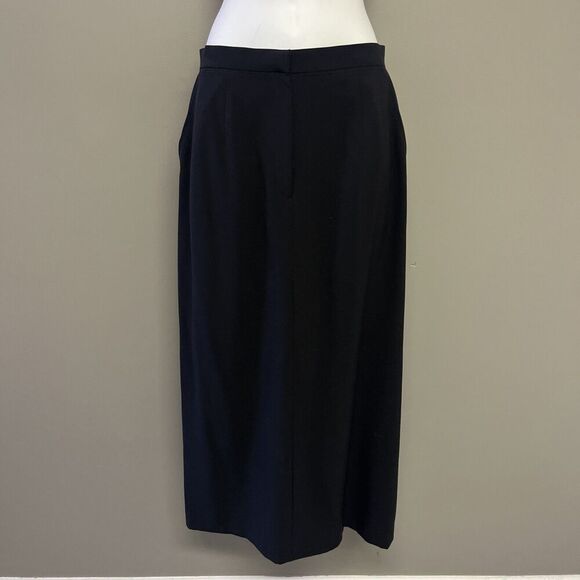 Talbots Women’s Black Stretch Mixed Blend Pleats Pockets Maxi Back Slit- Size 8 - Picture 1 of 10